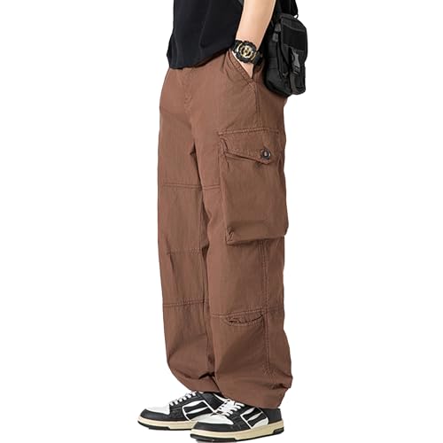 XYXIONGMAO Men's Multi Pocket Black Baggy Streetwear Sweatpants Casual Tactical Pants Hip Hop Loose Techwear Cargo Pants