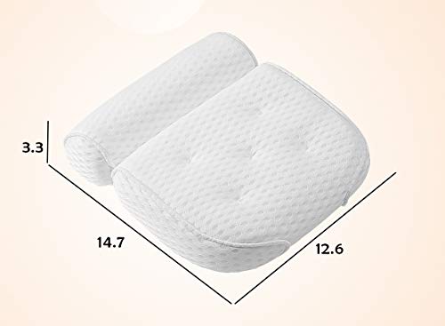 Bath Pillow-Bath Pillows for Tub, 4D Airmesh Fabric 7 Suction Cups Bath Tub Back Neck Support Washable Tub Pillow for Head