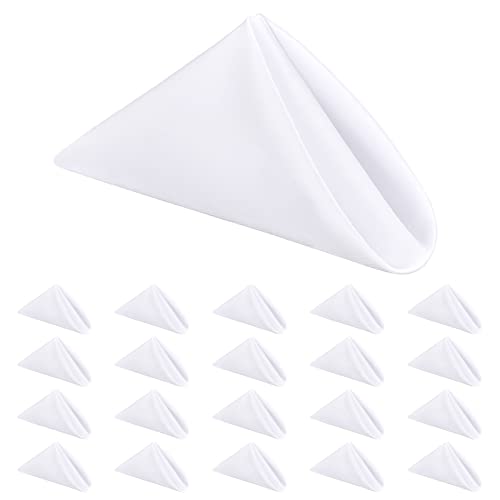 Lot de 20 Serviettes carrées en Tissu Blanc de 46 cm - Serviettes de Table surdimensionnées et Douces - Lavables - en Polyester - pour Mariages, fêtes, Vacances, dîners - Décoration (Blanc)