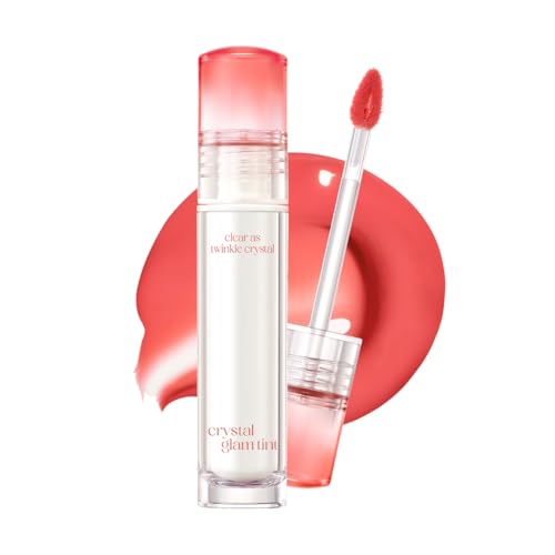 Image of CLIO Crystal Glam Tint, Glossy Lip Tint with Glass-Like Shine, Lightweight Buildable Lip Stain, Long-Lasting Pigmented Color, Non-Sticky, Korean Lip Tint, Safe for Sensitive Lips (009 BARE PEACH)