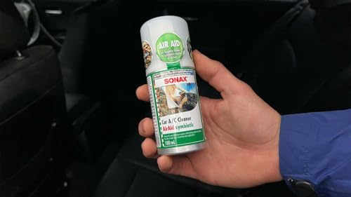 Image of SONAX Air Aid CarA /C & Vent Cleaner | Symbiotic 100 ml | Green Lemon Fragrance | Remove Food, Pets & Other Foul Smell in the Vehicle | Quick Action Car Odour & Air Freshener Spray