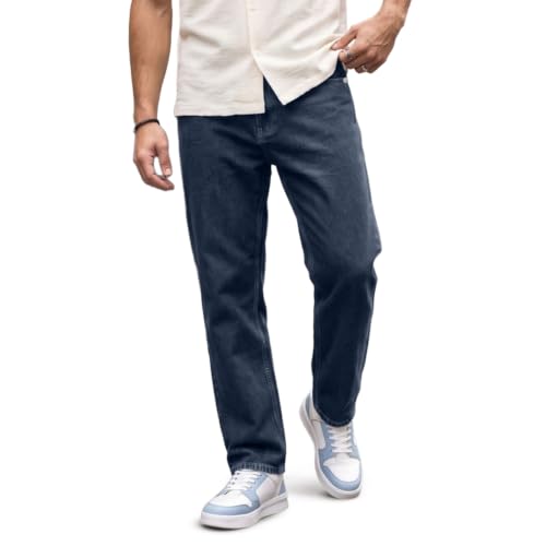 Image of Urbano Fashion Men's Relaxed Fit Washed Denim Jeans Non-Stretchable