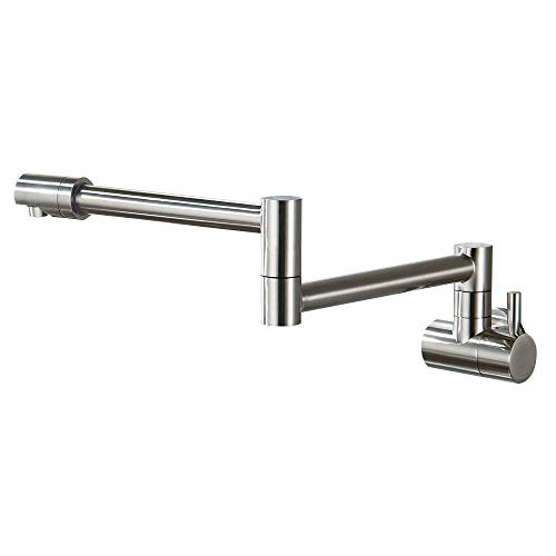 One-Day Sale: Up to 50% Off Yawhite Wall Mount Pot Filler Faucet in Brushed Nickel, Single Handle Single Hole with Dual Swing Joint in Solid Brass Design