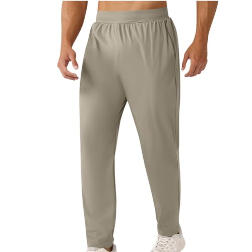 Xiaojmake Long Inseam Mens Joggers Straight Cuffed Sweatpants Elastic Waist Baggy Workout Track Pants with Zipper Pockets