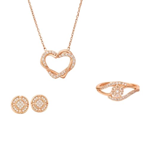 Image of Nilu's Collection Rose Gold & Silver Plated Heart Pendant with American Diamond - Elegant Pendant for Girls - Ideal Gift for Valentine's /Birthday /Dates