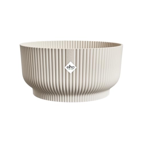 Elho Vibes Fold Bowl 25 - Macetero Por Interior - 100 Plástico Reciclado - Ø 24.9 X H 12.1 Cm - Blanco Blanco Lino
