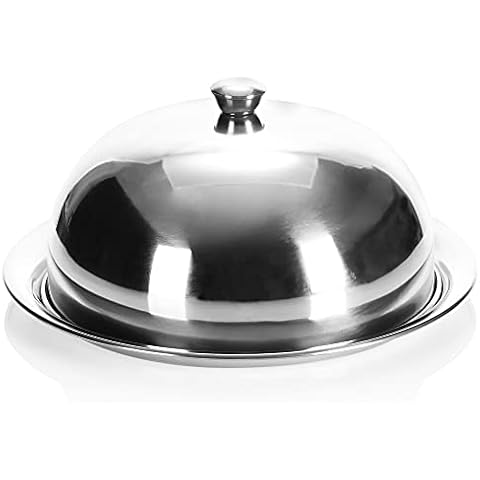 com-four® Plato para servir con campana - campana con platillo - plato para servir y cubrir diferentes alimentos Cover