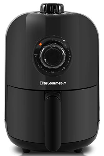 Elite Gourmet EAF1121 Personal 1.1 Qt. Compact Space Saving Electric Hot Air Fryer Oil-Less Healthy Cooker, Timer & Temperature Controls, PFOA/PTFE Free, 1000W