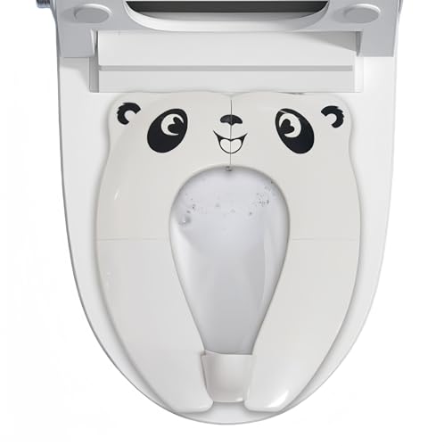 Fiegcit 補助便座 幼児用便座 子供用 トイレットトレーナ 折りたたみ 携帯便利 (収納ポーチ付) 対象年齢 1 歳から 8 歳まで (ホワイト,パンダ)