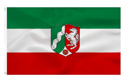 North Rhine Westphalia flag Nordrhein-Westfalen NRW Flagge Fahne 90 x 150 cm- Deutsche Flagge Polyester leuchtenden Farben mit Messing-Ösen
