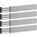 Bamboo Adjustable Drawer Dividers Organizers - Large Expandable Utensil Organizer Separators for Kitchen, Dresser, Bedroom, Baby Drawer, Bathroom & Office, Set of 4 (2.6 Tall, 17.5-22 Inch, Gray)