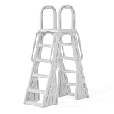 VINGLI Pool Ladder for Above Ground Pools, A-Frame Above Ground Pool Ladder with Handrails, Swimming Pool Platform Ladder with Dual-Sided Steps (Light Gray)