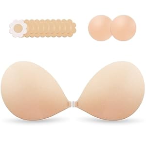 Sujetador adhesivo invisible sin tirantes push up para mujeres | Sujetador ultra adhesivo para vestido sin espalda | Sujetador de escote con elevación con kit de pasties