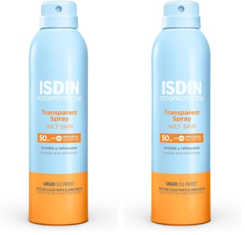ISDIN Fotoprotección Transparent Spray Wet Skin SPF 30, Protector Solar Corporal Invisible en Spray, muy Resistente al Agua y de Absorción Inmediata, 250 ml (Paquete de 2)