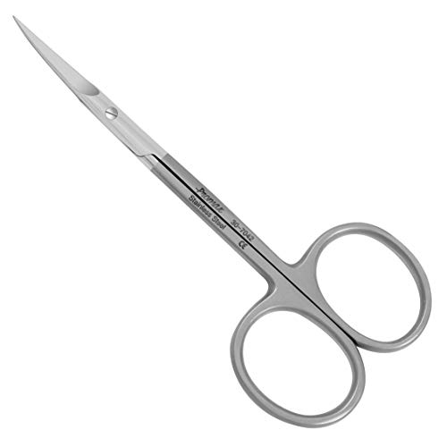 Promax Professional Quality Cuticle Scissors Curved Blades - Double Tone Matte And Mirror Finish- Surgical Stainless Steel 4.5 Inch - Ce Mark-230-7042 #TOP1