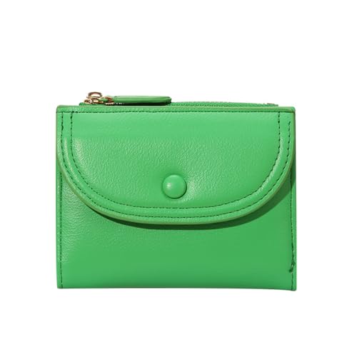 Modern Zippers Closure Card Case for Women Compact Size Practical PU Leather Fashion Accessory Elegant Compact Card Holder (Green)