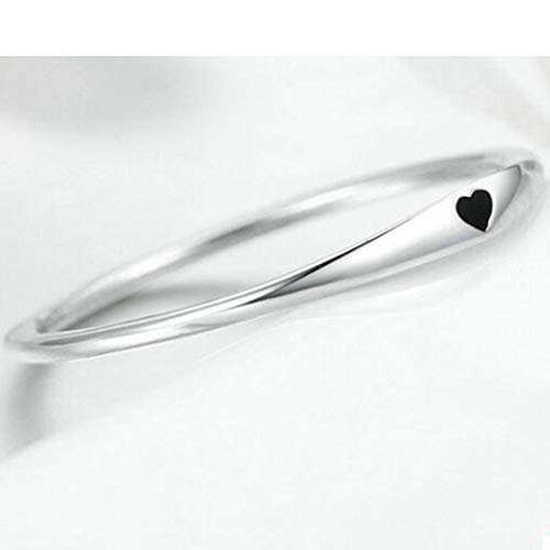 Stainless Steel Heart Shaped Wedding Band Promise Statement Stackable Ring3