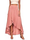 Chennie Ruffle Irregular Draped Half Skirt High Low Maxi Skirts Waist Zipper Solid Color Casual Skir
