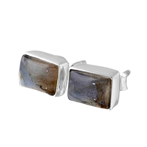 Puces labradorite naturelle anti-irritation en argent 925 pour oreilles sensibles