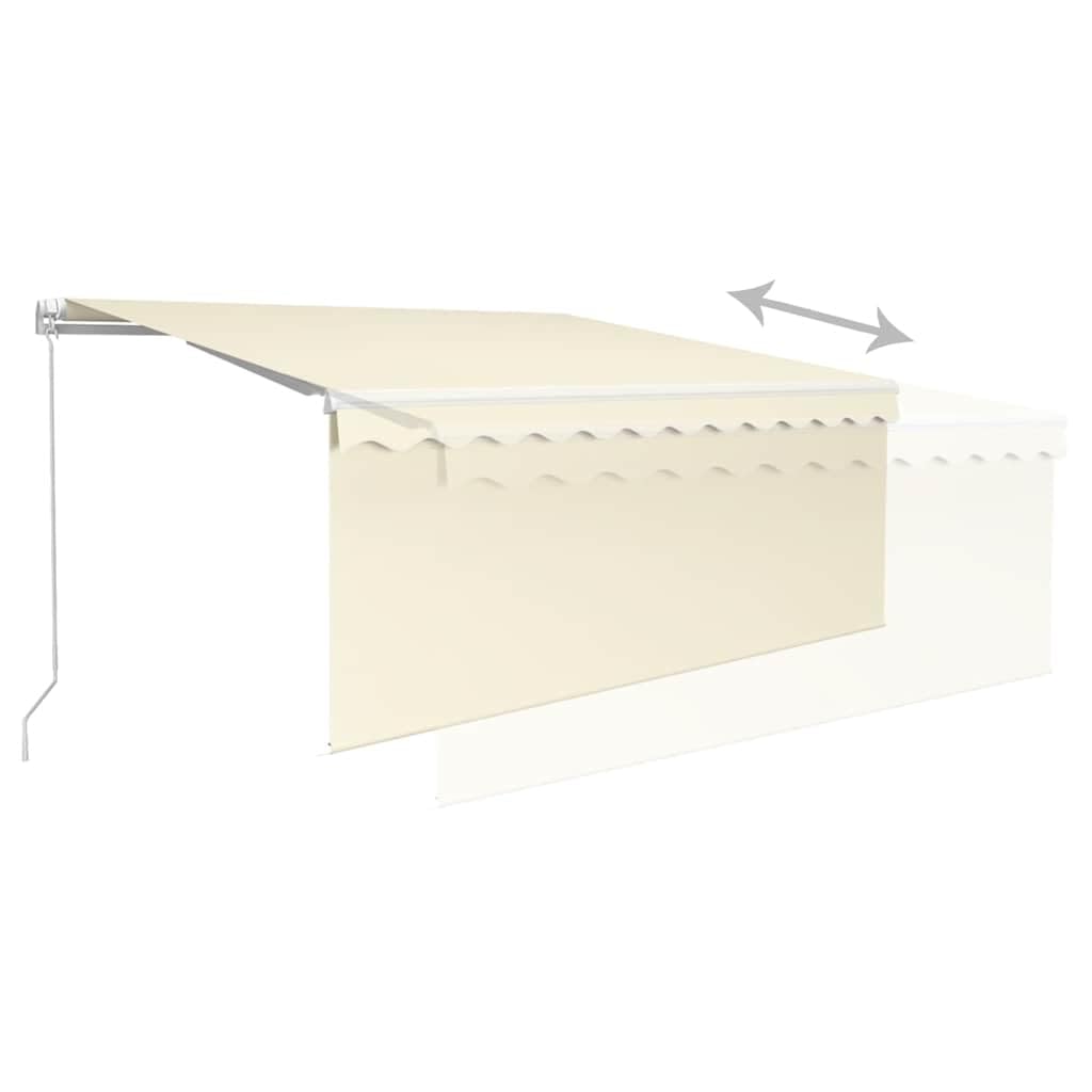 Toldo manual de 3 x 2,5 m, color crema blanco para balcón, terraza, protección solar de aluminio y tejido de poliéster, altura ajustable y diseño robusto para jardín exterior