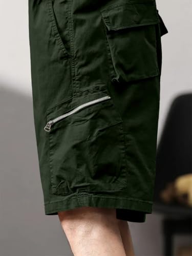 Image of Leriya Fashion Men's Cotton Cargo Shorts with Elastic Drawstring Waist | Multiple Utility Pockets & Zipper Side Pocket | Summer Shorts for Daily Outfits, Hiking, Trekking & Street Style