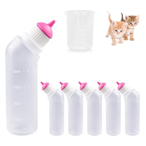 Jiaxix 5Pack Puppy Bottles for Nursing Pet Nursing Bottle with Pink Mini Feeding Nipple for Newborn Kittens,Puppies, Small Animals