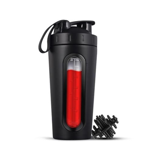 Rastapulz Botellas para mezclas de proteínas, coctelera de proteínas de acero inoxidable, no se mantiene frío/caliente, vaso mezclador de metal con ventana, B, fácil instalación