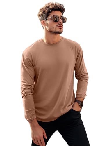 Veirdo® Pure Cotton Round Neck Regular Fit Solid Full Sleeve T-Sh...