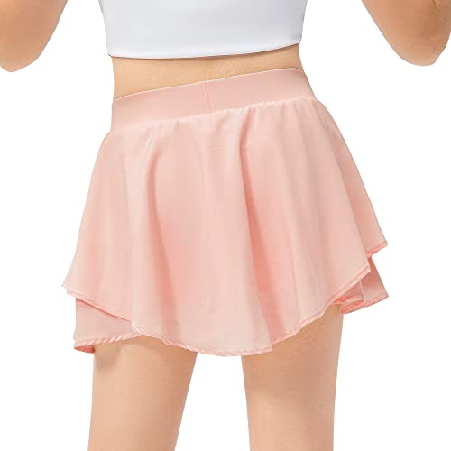 BIG ELEPHANT Girls Athletic Skirt, Kids Sport Skorts with Pockets for Golf Running Workout (4-5 Years, Pink) - Thumbnail 5