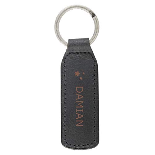 Porte-clés Personnalisables Prénom - Porte-clés en Cuir Gravé avec Nom, Texte, Différents Designs et Polices D'écriture Disponibles Fait de Buffle Véritable Cover
