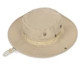 Chapéus de sol para homens com proteção UV - Chapéu boonie de safári de pesca de aba larga para o verão (GG; 69 cm - 61 cm), Bege claro, G