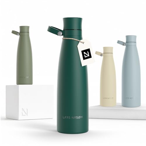 Image of LARS NYSOM Stainless Steel Insulated Water Bottle 25oz 34oz | Insulated Thermo Flask for Hot and Cold Beverages | Leakproof Drinking Bottle (Pine Green, 25.4oz)