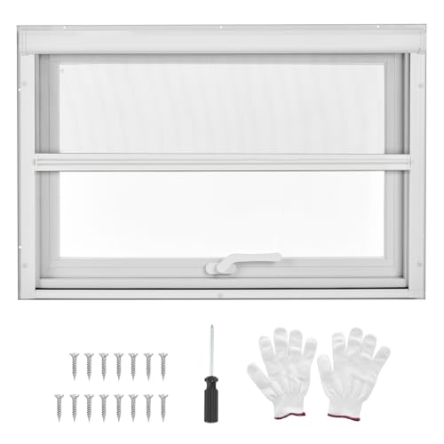 Aluminum Frame Tempered Glass Sliding Window, 31 * 40inch, Smooth Operation for Balcony, Kitchen, Bathroom Single Egress Window