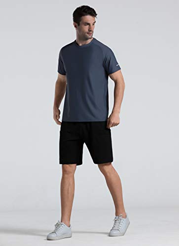 Men's Cooling Ice Silk Running Shirts Quick Dry Short Sleeve Athletic Gym T-Shirts Upf 50+ Outdoor Workout Tshirts Charcoal Grey #TOP3