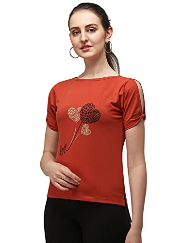 Image of DHRUVI TRENDZ Women's Regular Fit Tops | T Shirt for Women | Tops for Jeans for Women | Tops for Women | Western Tops for Women Stylish | T-Shirt for Women