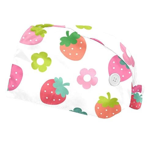 Chapeaux de travail ajustables VERED avec bandeau de transpiration motifs fleurs et fraises
