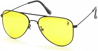 Óculos de Sol Aviador Polo London Club, Trend Fashion com lente Amarelo Clear Proteção UVA/UVB, Unissex