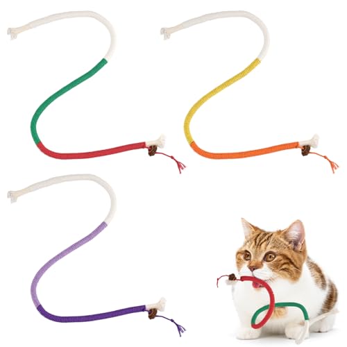 Vaktop Katzenminze Stick, 3 Stück Kauspielzeug Katze Beißseil, Interaktives Katzen Kausticks für Katzen Zahnpflege und Gegen Mundgeruch (Mehrfarbiger)