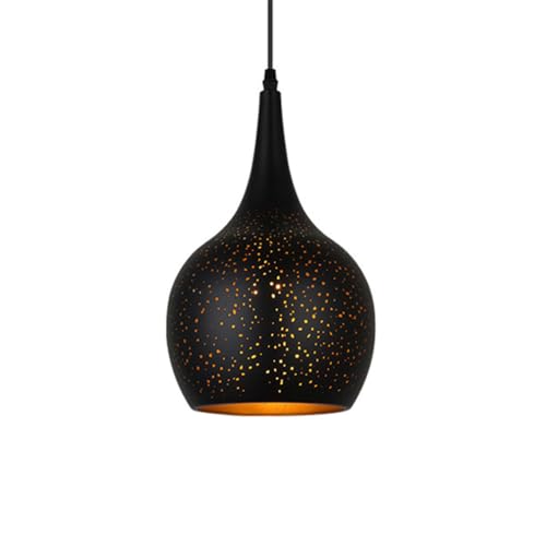 SHUANGZ Lámpara Colgante Lámpara De Techo Con Isla De Cocina Negra Luminarias Colgantes Huecas Altura Ajustable, Pantalla Lámpara Colgante Retro Industrial Para El Dormitorio Restaurante Casa De Campo