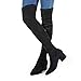 Mtzyoa Over Knee Boots for Women Black Size 9 Low Heel Thigh High Block Long OTK Winter Pointed Toe Stretch