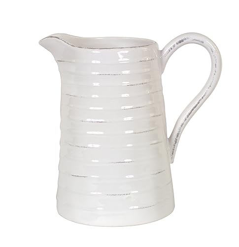 Creative Co-Op White Ceramic Pitcher by Creative Co-Op - Image 5