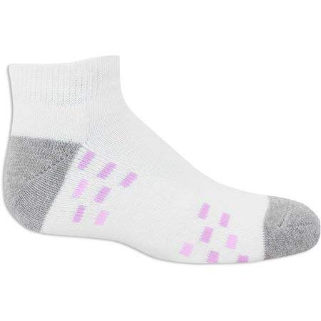 Fruit of the Loom Girls 7 Pack Low Cut Socks, L, White/Multi