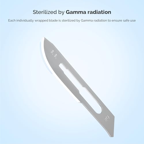 Image of JMU 100pcs Scalpel Blades Sterile #20, Disposable Stainless Steel Surgical Blades, Individually Foil Wrapped