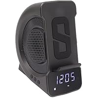 Despertador Bluetooth 3 en 1, 12 Funciones PC Y ABS Modo de Carga Doble Altavoz Bluetooth Despertador para Cabecera(Gris Hierro 10W)