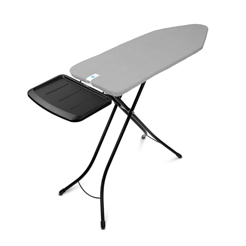 Image of Brabantia - Ironing Board C - Extra Large Steam Iron Rest - Adjustable in Height - Non-Slip Rubber Feet - Cover and Pad - Foldable XL Unit - Metallized - 49 x 18 Inches