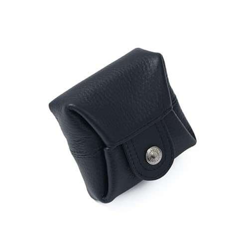 Image of Cockatoo Genuine Leather Coin Pouch Change Holder Mini Snap Pocket Wallet for Men Women (Set of L&S,NAVY BLUE)
