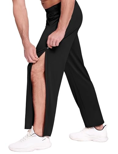 PINSPARK Jogginghose Herren Reha Hose Lange Atmungsaktiv Sporthose Yogahose mit Tachen Trainingshose Outdoor Funktionshose Alles schwarz M