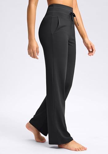 Soothfeel Womens Yoga Sweatpants Wide Leg High Waisted Lounge Pants Stretch Loose Casual Sweat Pants with Pockets 29" 31"2