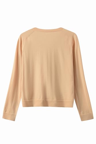 Women's Merino Wool Sweater Casual Lightweight V-Neck Raglan Sleeve Top Pullover2