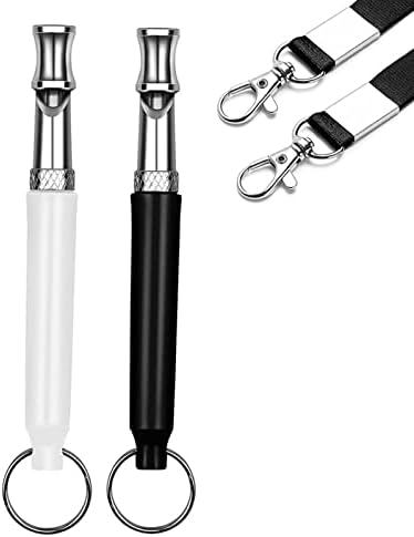 Dog Whistle, 2 Pack Professional Ultrasonic Dog Whistle to Stop Barking, Recall Training, Adjustable Ultrasonic Silent Dog Whistle Training to Stop Barking Control Devices for Dog,with Black Lanyard
